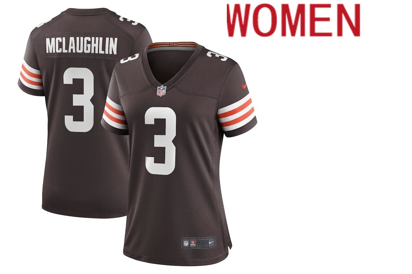 Women Cleveland Browns #3 Chase McLaughlin Nike Brown Game NFL Jersey->women nfl jersey->Women Jersey